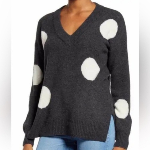Madewell dotted Bartlett vneck pullover sweater merino wool & alpaca blend XXS - Picture 1 of 7